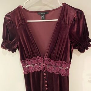 Forever 21 velvet cutout lace maxi